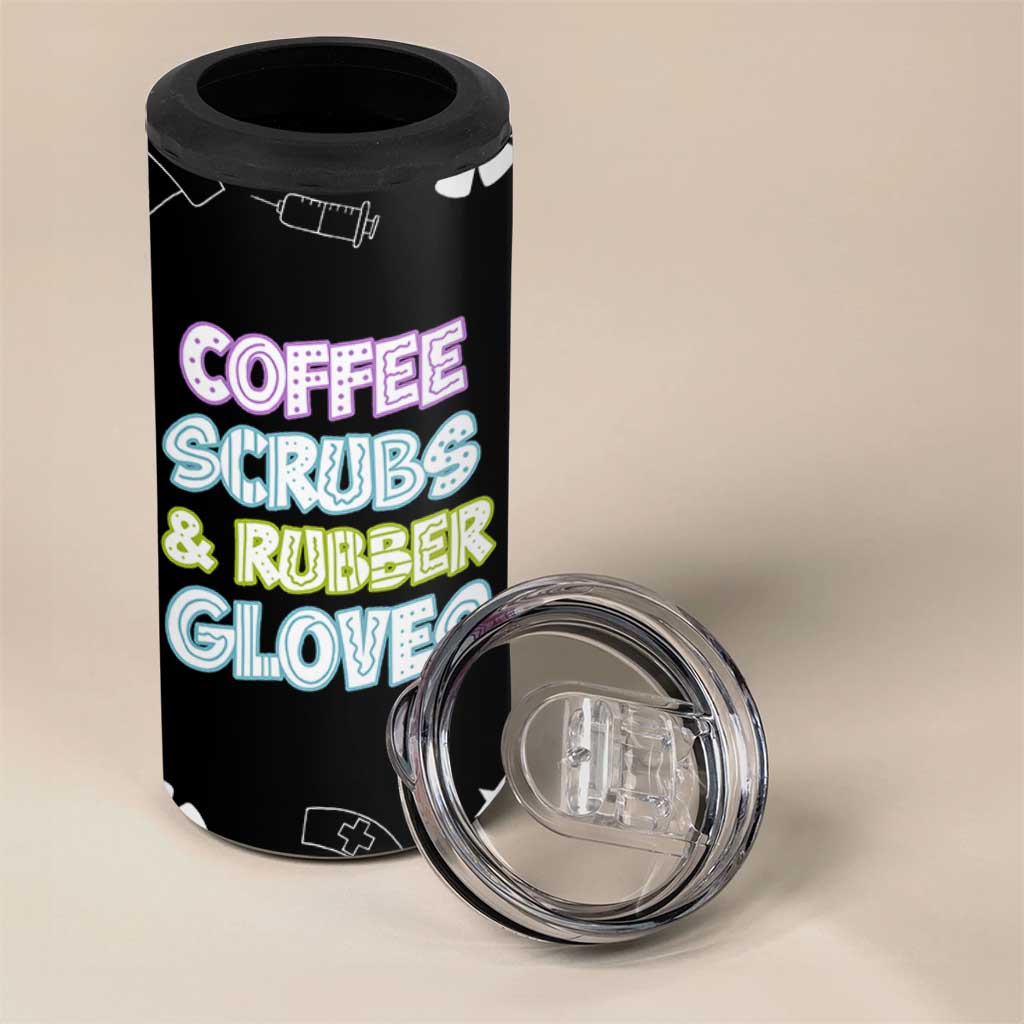Coffee Scrubs Rubber Gloves 4 in 1 Can Cooler Tumbler Funny Nurse Doctor Hospital Staff Gifts