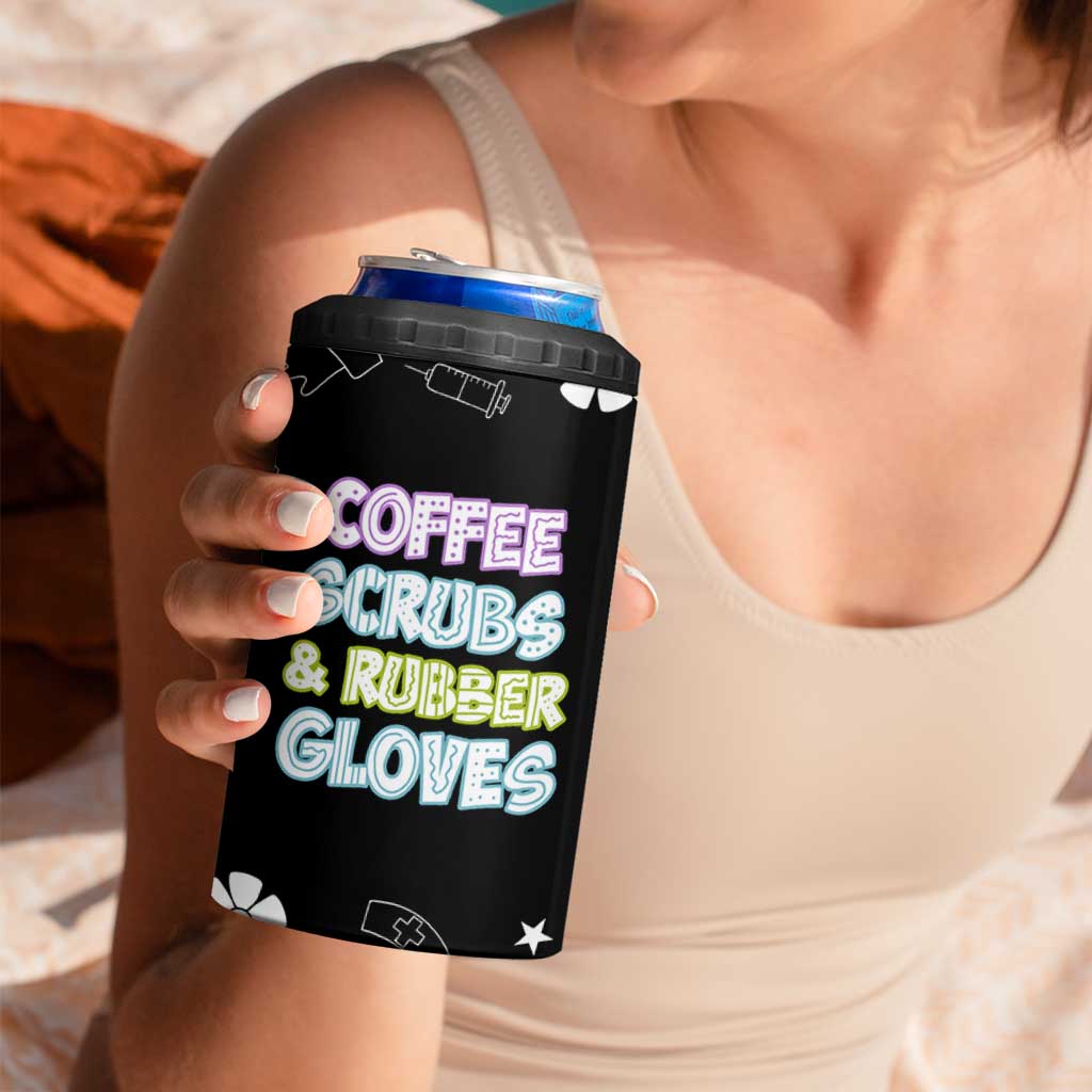 Coffee Scrubs Rubber Gloves 4 in 1 Can Cooler Tumbler Funny Nurse Doctor Hospital Staff Gifts