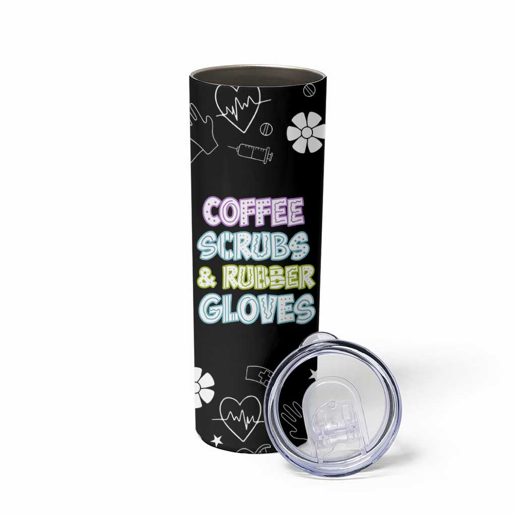 Coffee Scrubs Rubber Gloves Skinny Tumbler Funny Nurse Doctor Hospital Staff Gifts