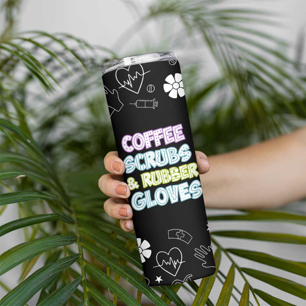 Coffee Scrubs Rubber Gloves Skinny Tumbler Funny Nurse Doctor Hospital Staff Gifts