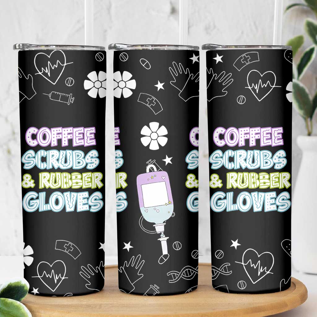 Coffee Scrubs Rubber Gloves Skinny Tumbler Funny Nurse Doctor Hospital Staff Gifts