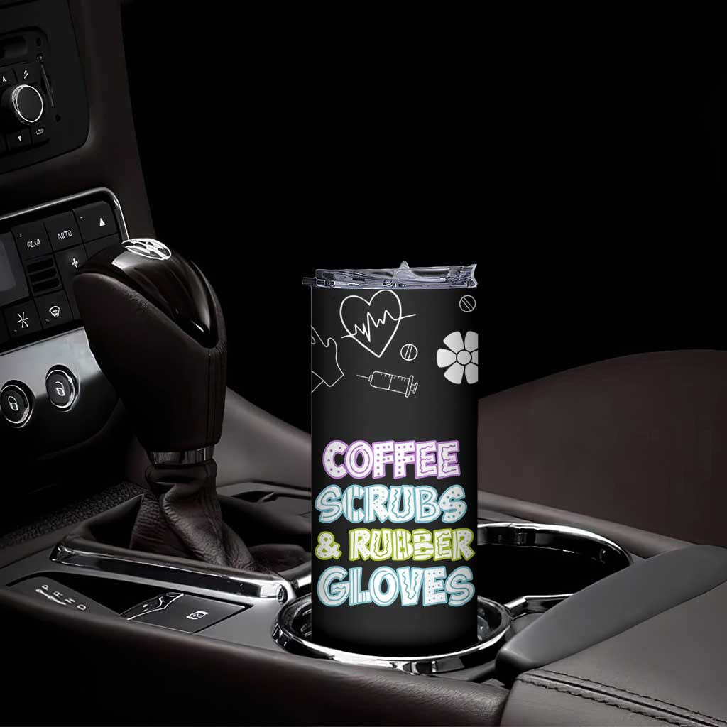 Coffee Scrubs Rubber Gloves Skinny Tumbler Funny Nurse Doctor Hospital Staff Gifts