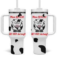 Funny Cow Lovers Tumbler With Handle Moo Bitch Get Out Heifer Cow Print