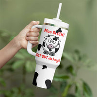 Funny Cow Lovers Tumbler With Handle Moo Bitch Get Out Heifer Cow Print
