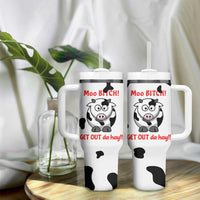 Funny Cow Lovers Tumbler With Handle Moo Bitch Get Out Heifer Cow Print