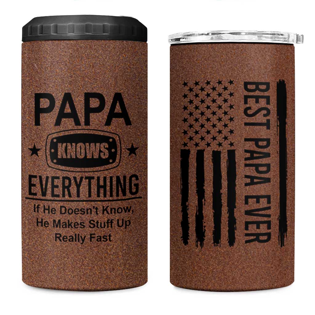Gifts For Dad 4 in 1 Can Cooler Tumbler Papa Knows Everything Fathers Day