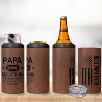 Gifts For Dad 4 in 1 Can Cooler Tumbler Papa Knows Everything Fathers Day