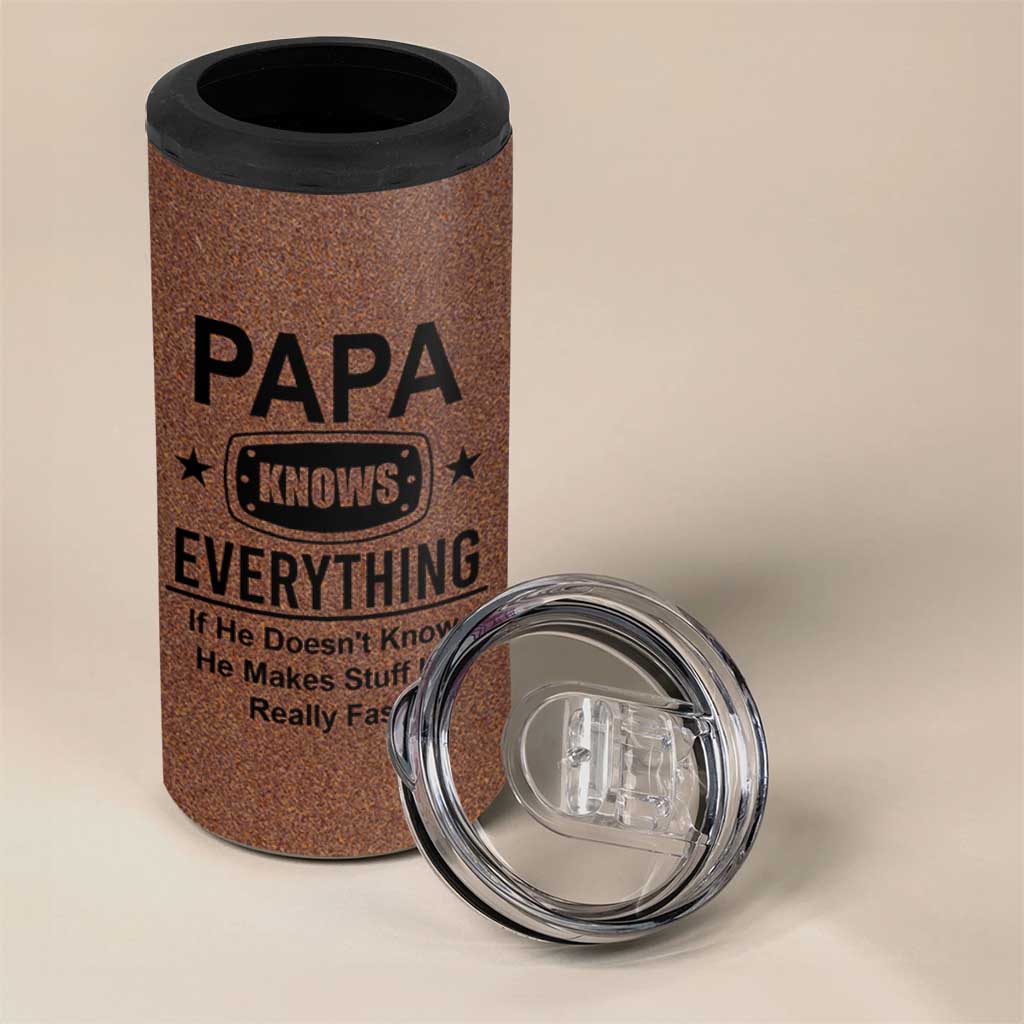 Gifts For Dad 4 in 1 Can Cooler Tumbler Papa Knows Everything Fathers Day