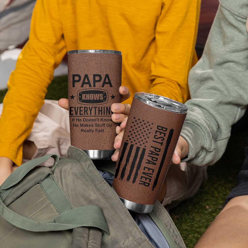 Gifts For Dad Tumbler Cup Papa Knows Everything Fathers Day