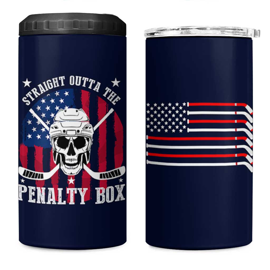 Ice Hockey 4 in 1 Can Cooler Tumbler Hockey Lovers Fans Coaches Sticks US Flag