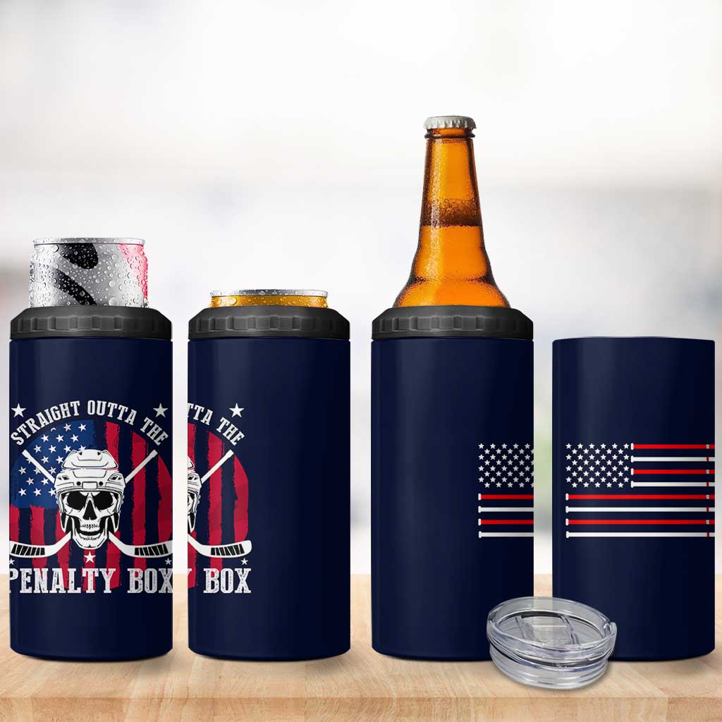 Ice Hockey 4 in 1 Can Cooler Tumbler Hockey Lovers Fans Coaches Sticks US Flag