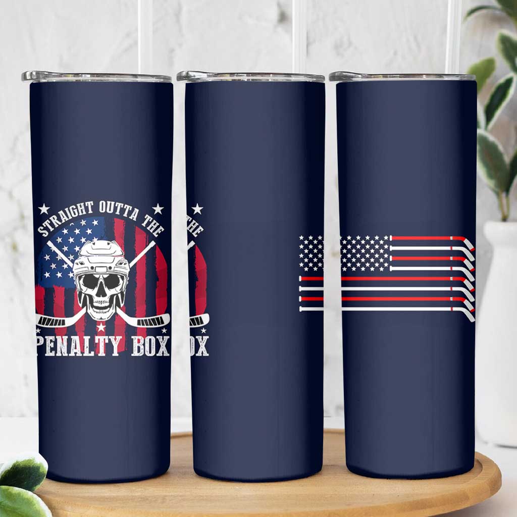 Ice Hockey Skinny Tumbler Hockey Lovers Fans Coaches Sticks US Flag