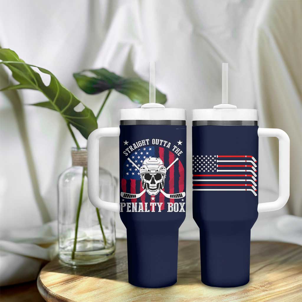 Ice Hockey Tumbler With Handle Hockey Lovers Fans Coaches Sticks US Flag