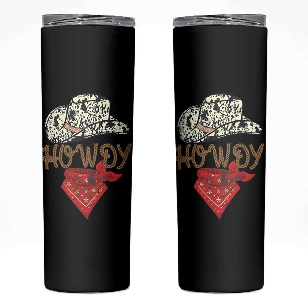 Howdy Cowboy Skinny Tumbler Retro Western Country Rodeo