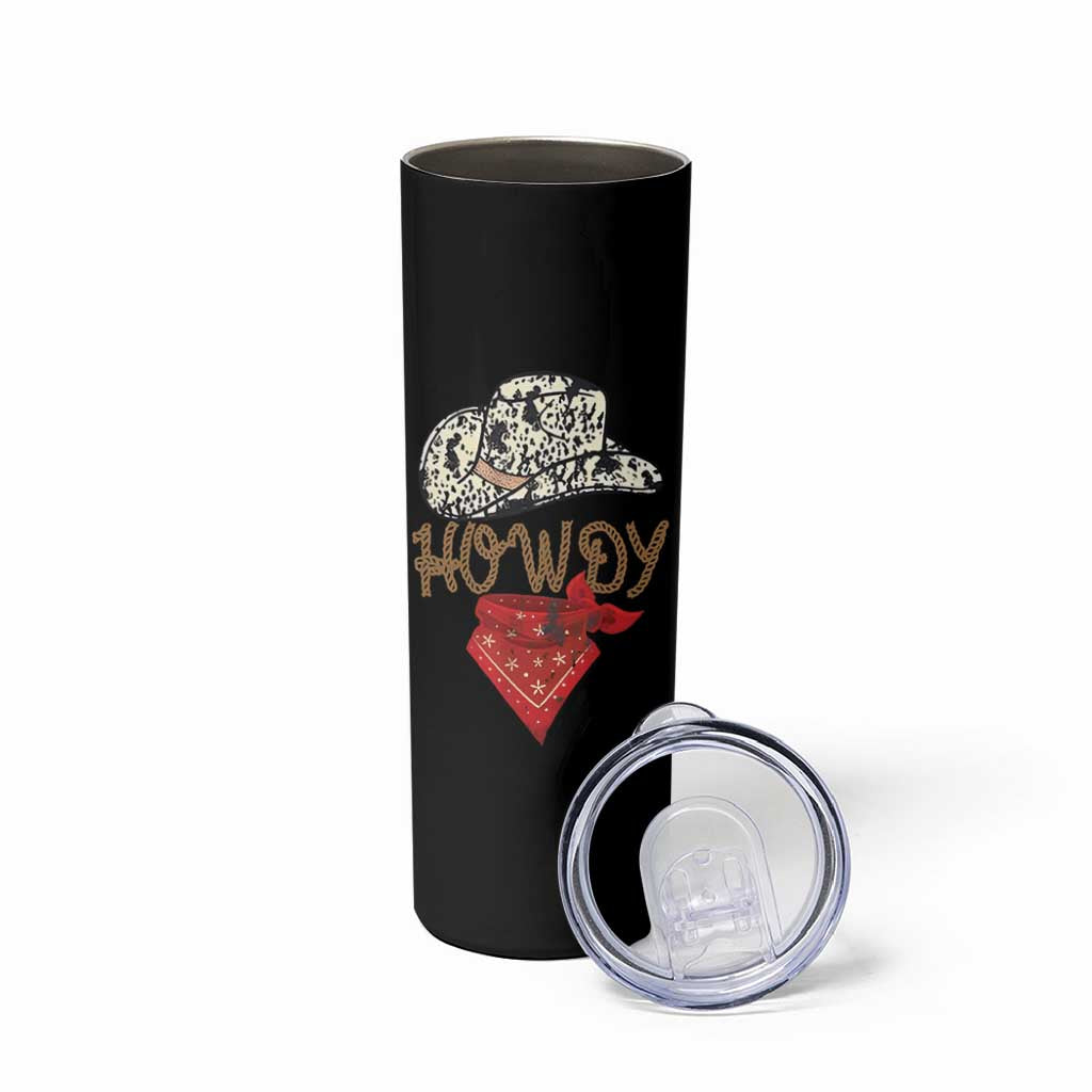 Howdy Cowboy Skinny Tumbler Retro Western Country Rodeo
