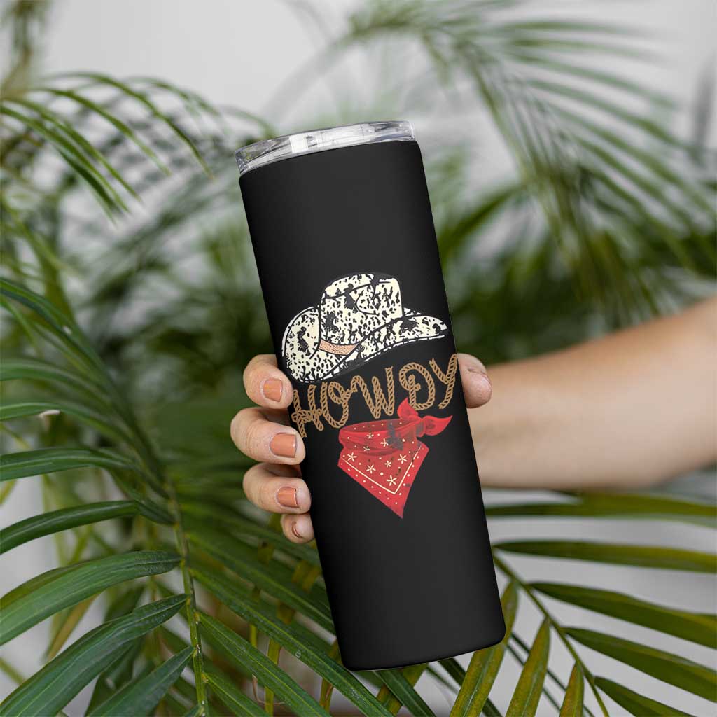 Howdy Cowboy Skinny Tumbler Retro Western Country Rodeo