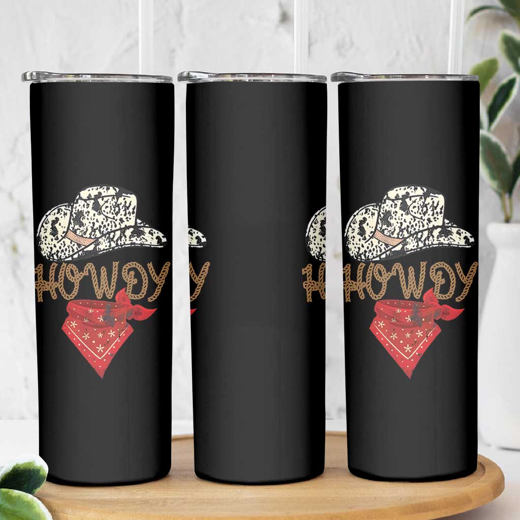 Howdy Cowboy Skinny Tumbler Retro Western Country Rodeo