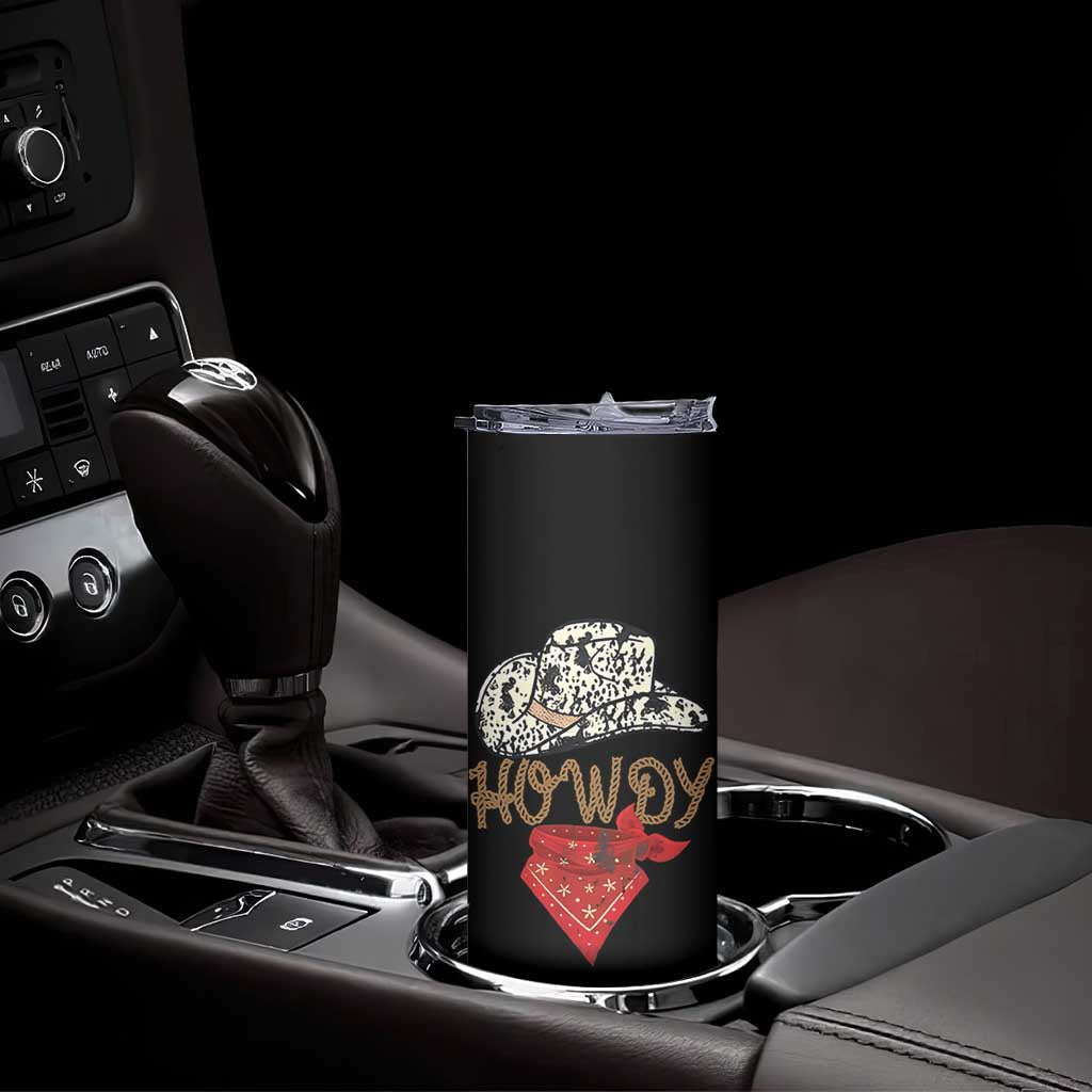 Howdy Cowboy Skinny Tumbler Retro Western Country Rodeo