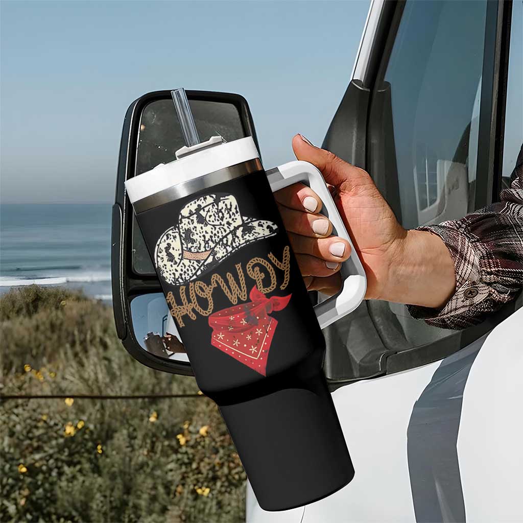 Howdy Cowboy Tumbler With Handle Retro Western Country Rodeo