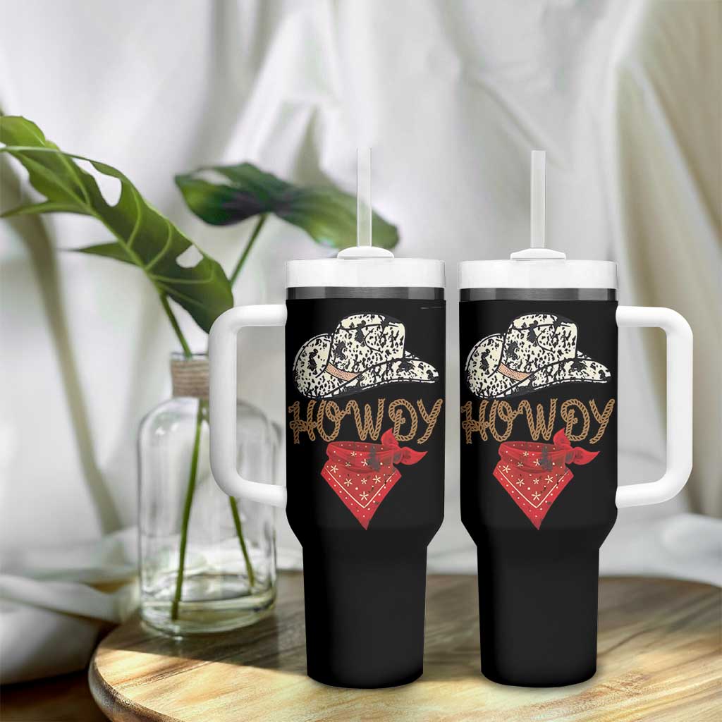 Howdy Cowboy Tumbler With Handle Retro Western Country Rodeo