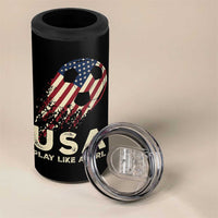 Soccer Girl 4 in 1 Can Cooler Tumbler Play Like A Girl USA Flag