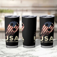 Soccer Girl Tumbler Cup Play Like A Girl USA Flag
