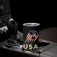 Soccer Girl Tumbler Cup Play Like A Girl USA Flag
