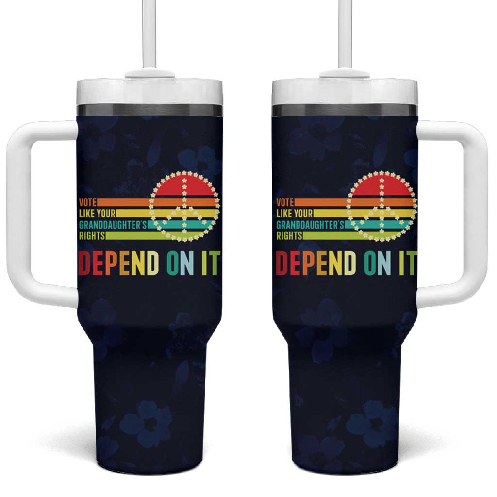 Women's Rights Tumbler With Handle Vote Like Your Daughter's Right Depend On It Voting RBG Quote Floral - Wonder Print Shop