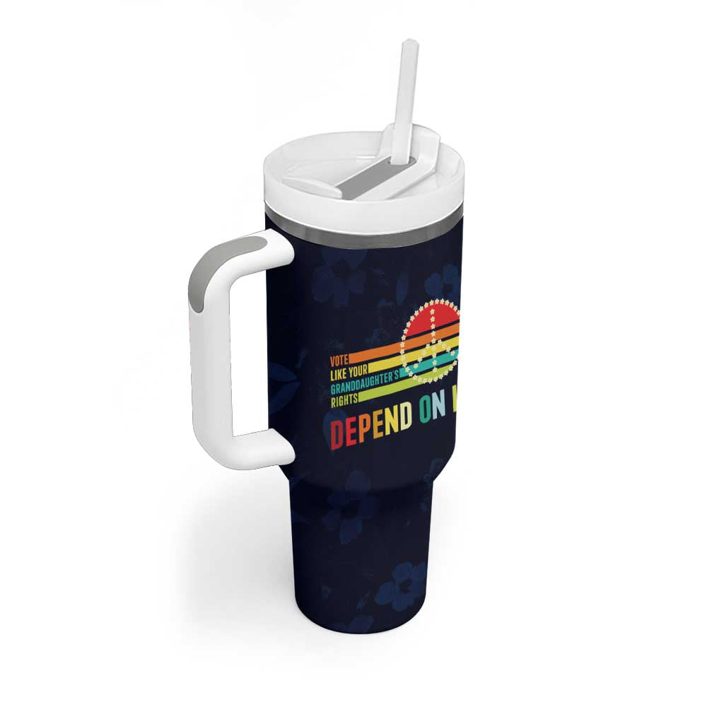 Women's Rights Tumbler With Handle Vote Like Your Daughter's Right Depend On It Voting RBG Quote Floral - Wonder Print Shop