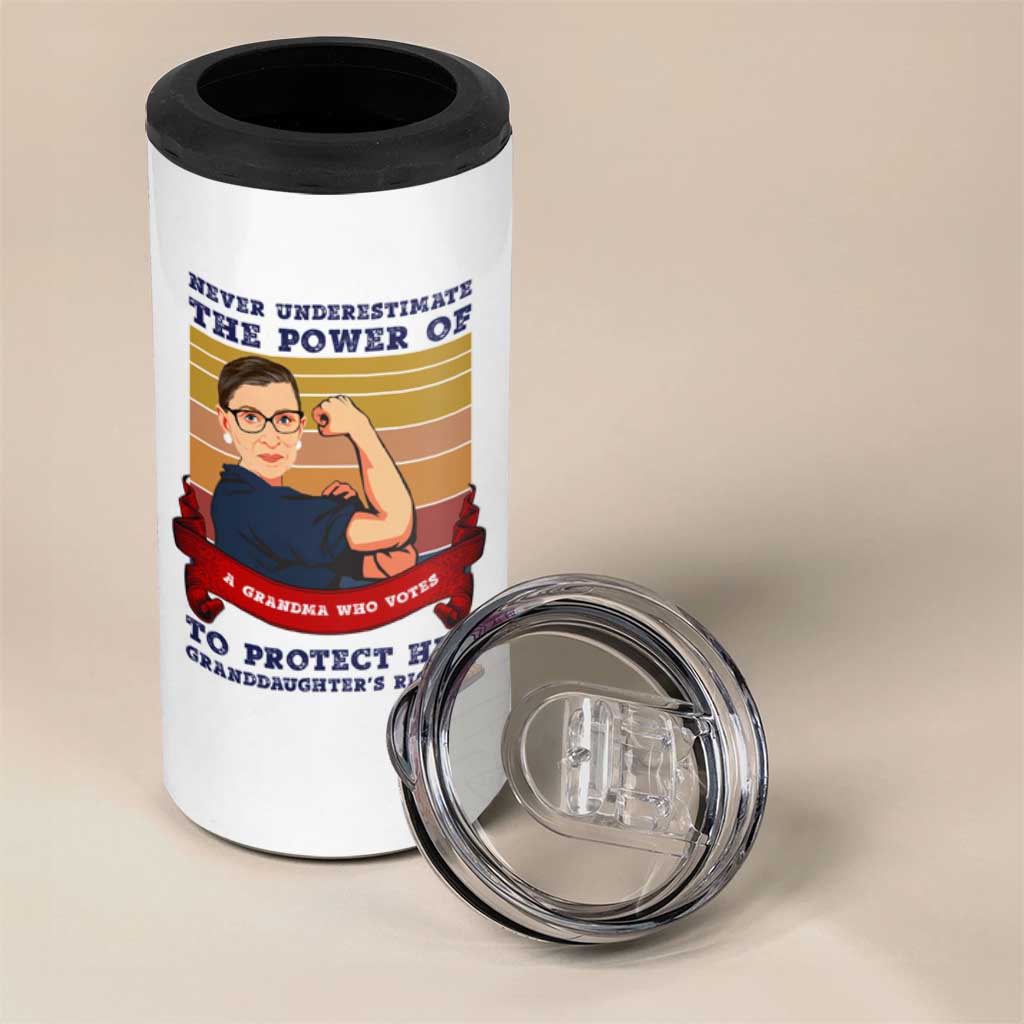 Ruth Bader Ginsburg RBG 4 in 1 Can Cooler Tumbler Never Underestimate The Power Of A Grandma Who Votes Feminist Gifts Women - Wonder Print Shop
