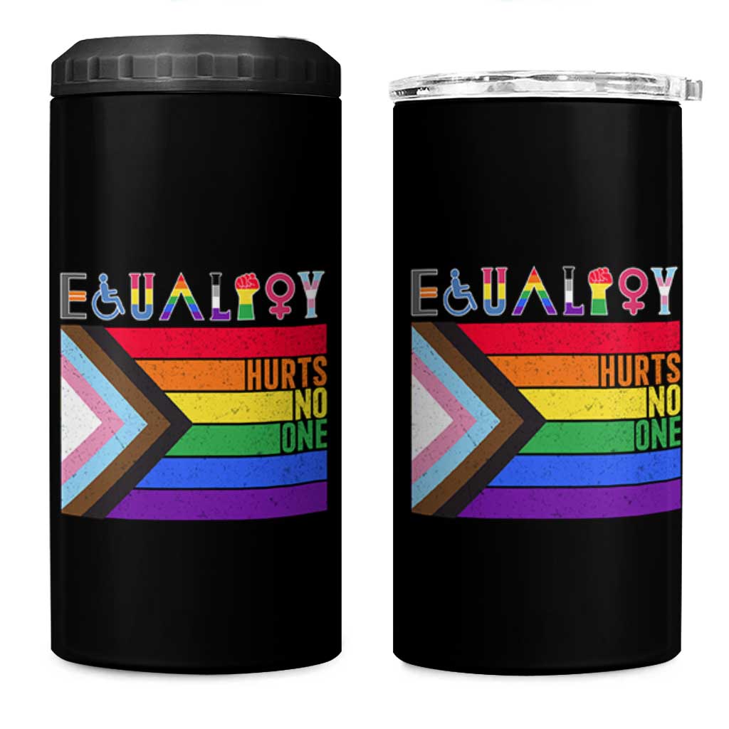 LGBTQ Equality Hurts No One 4 in 1 Can Cooler Tumbler Pride Ally Human Rights Rainbow Flag