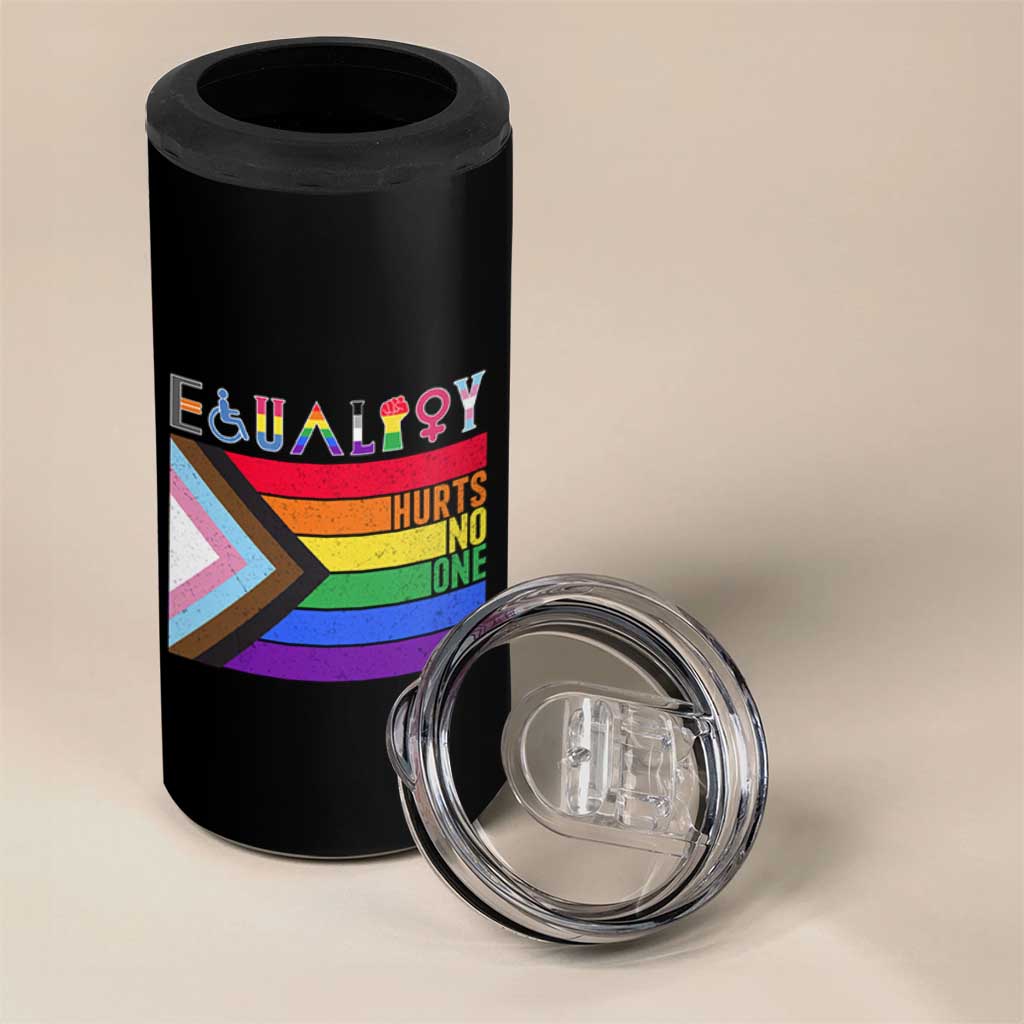 LGBTQ Equality Hurts No One 4 in 1 Can Cooler Tumbler Pride Ally Human Rights Rainbow Flag