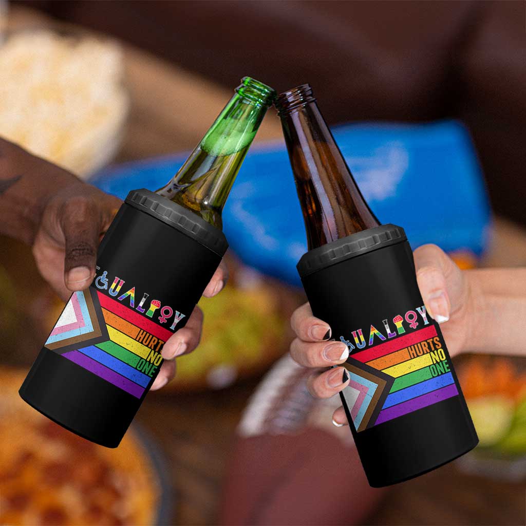 LGBTQ Equality Hurts No One 4 in 1 Can Cooler Tumbler Pride Ally Human Rights Rainbow Flag