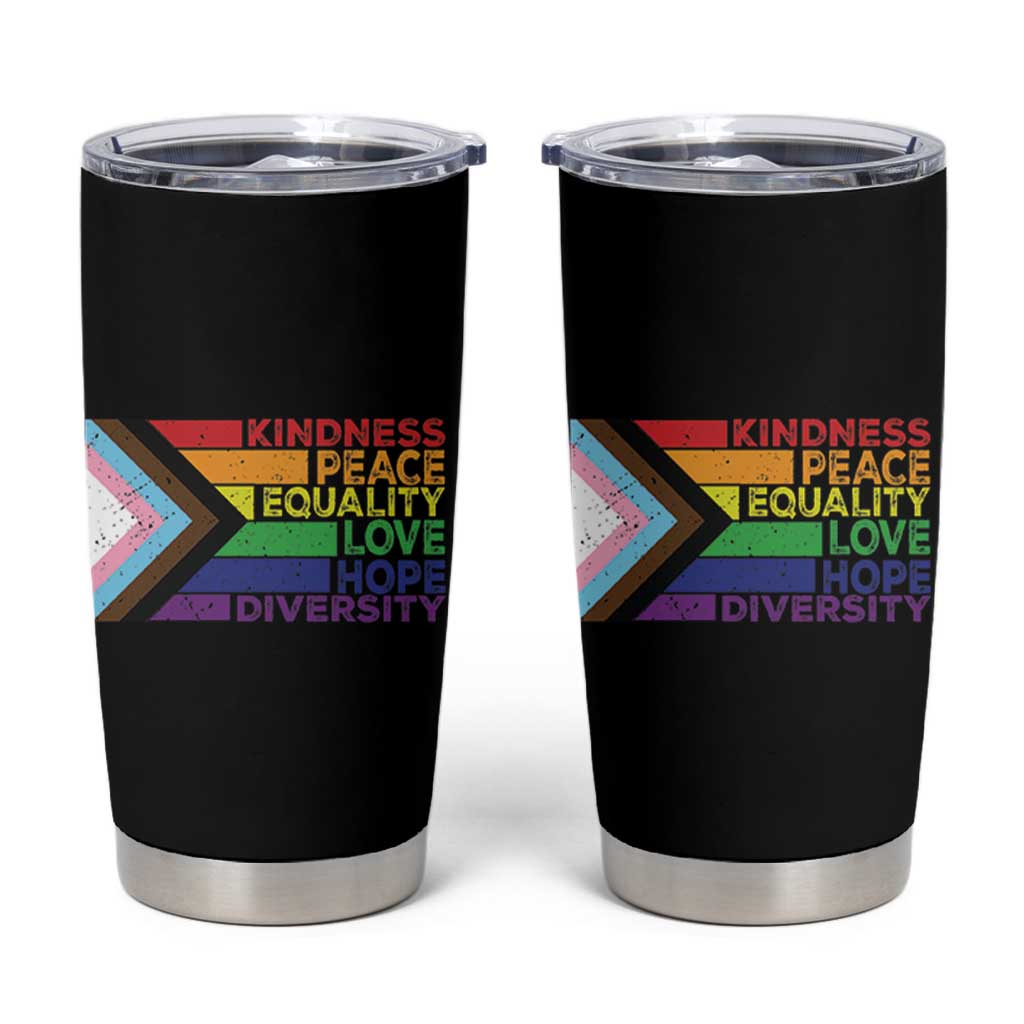LGBTQ Pride Tumbler Cup Kindness Peace Equality Love Hope Diversity Human Rights World Peace Supporter