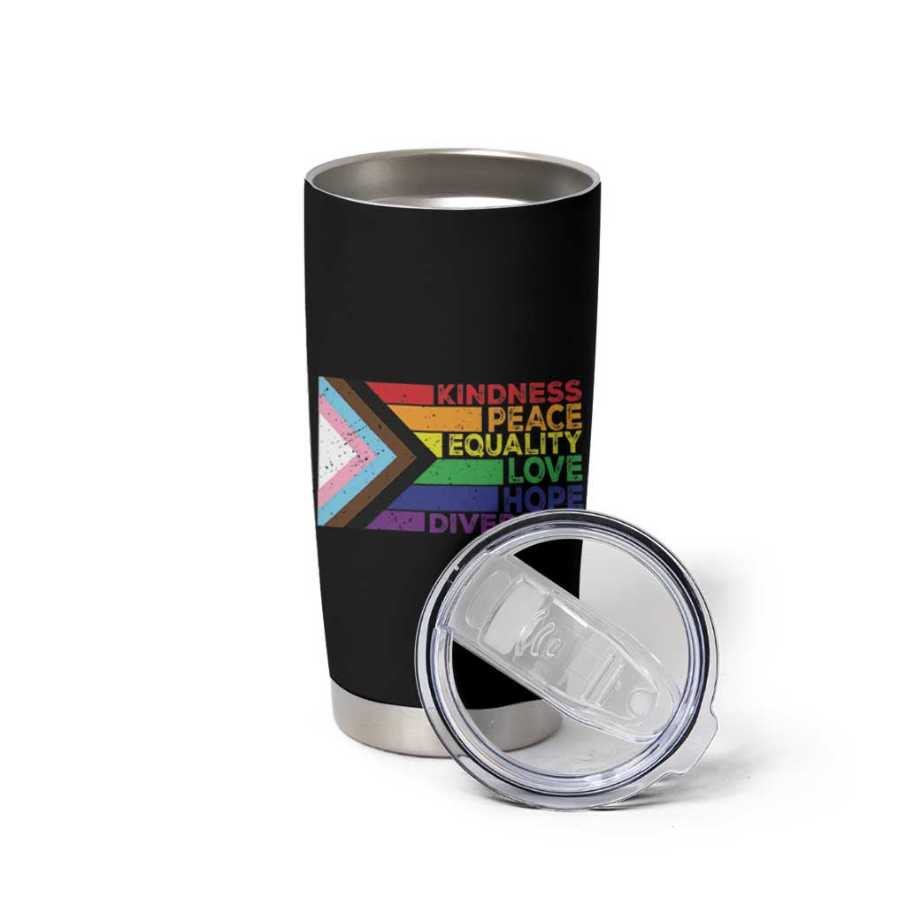 LGBTQ Pride Tumbler Cup Kindness Peace Equality Love Hope Diversity Human Rights World Peace Supporter
