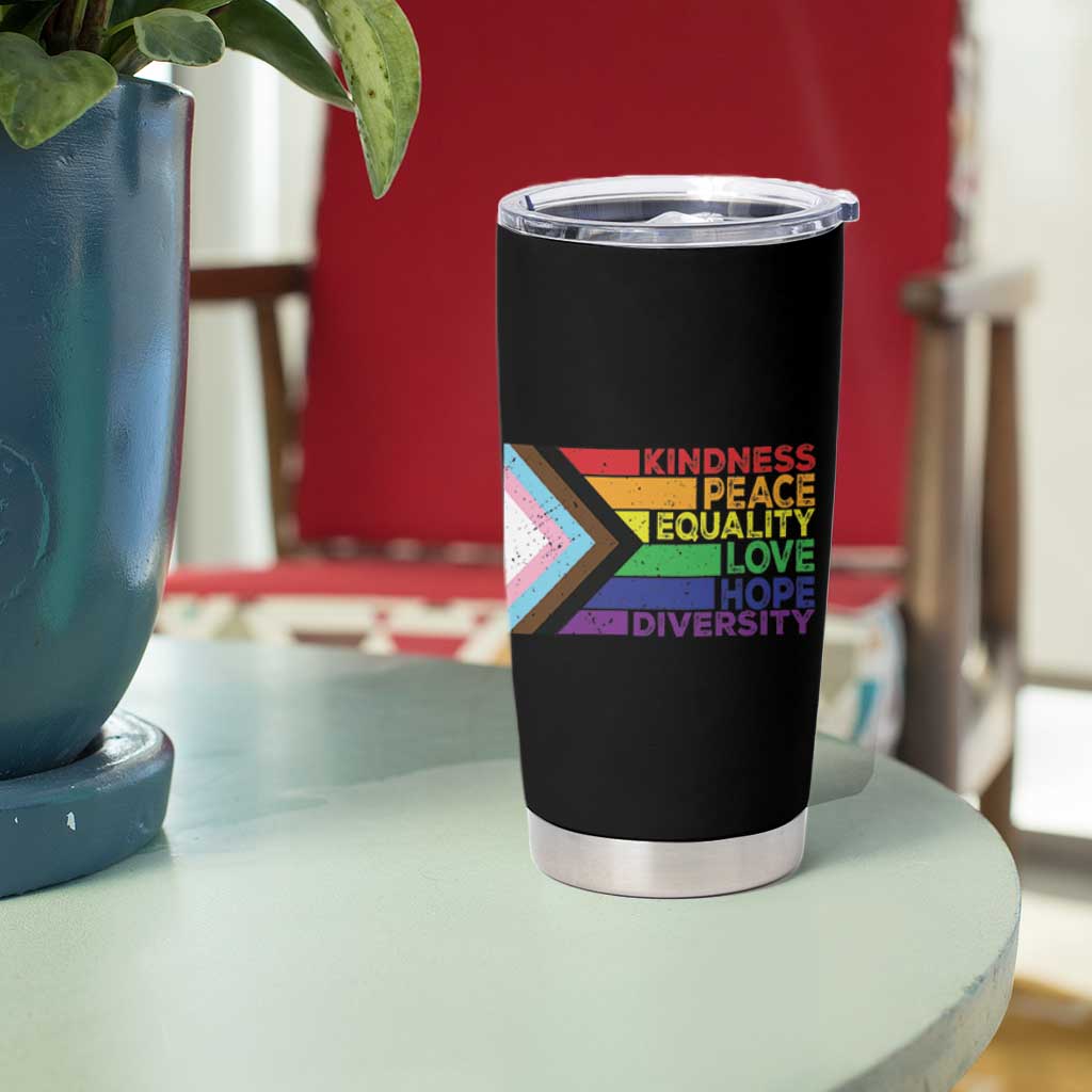 LGBTQ Pride Tumbler Cup Kindness Peace Equality Love Hope Diversity Human Rights World Peace Supporter