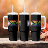 LGBTQ Pride Tumbler With Handle Kindness Peace Equality Love Hope Diversity Human Rights World Peace Supporter