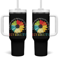 World Peace Supporter Tumbler With Handle Kindness Peace Equality Love Hope Diversity Human Rights Sunflower