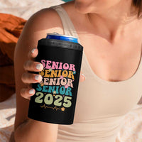 Senior 2025 4 in 1 Can Cooler Tumbler Class of 2025 Graduation Back To School Graduate Retro Groovy - Wonder Print Shop