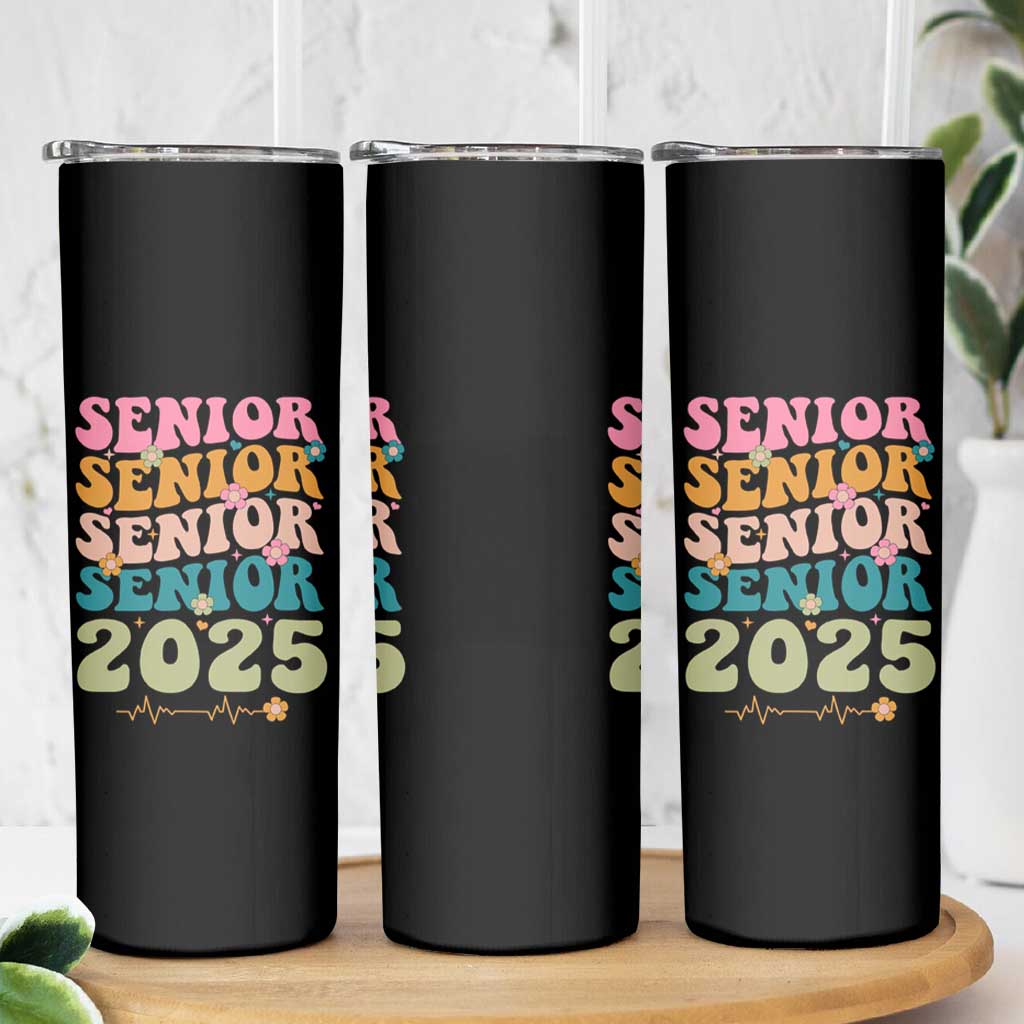 Senior 2025 Skinny Tumbler Class of 2025 Graduation Back To School Graduate Retro Groovy - Wonder Print Shop