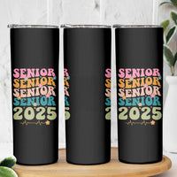 Senior 2025 Skinny Tumbler Class of 2025 Graduation Back To School Graduate Retro Groovy - Wonder Print Shop