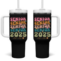 Senior 2025 Tumbler With Handle Class of 2025 Graduation Back To School Graduate Retro Groovy - Wonder Print Shop