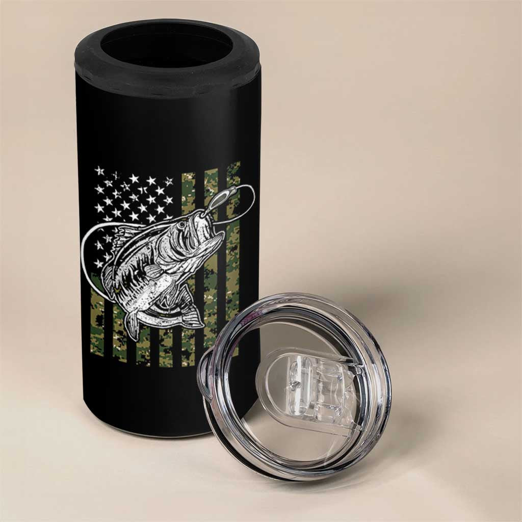 Fishing Gifts For Dad 4 in 1 Can Cooler Tumbler Full Time Dad Part Time Hooker Fishing Camo Us Flag Fathers Day Gift