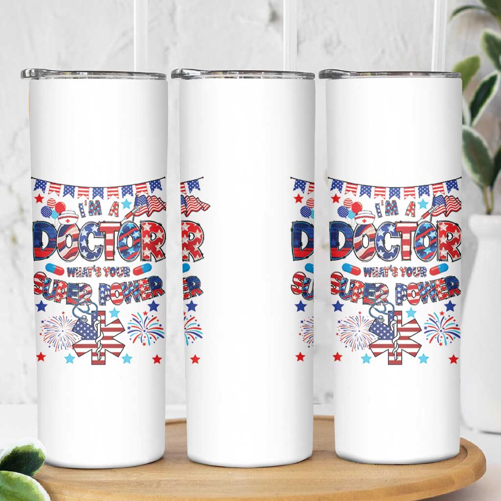Doctor Gifts Skinny Tumbler Funny 4th of July Patriotic Doctor