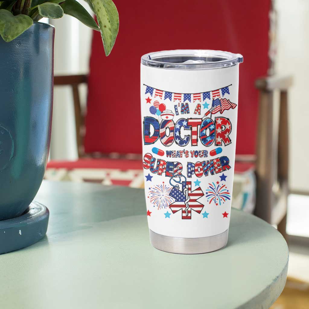 Doctor Gifts Tumbler Cup Funny 4th of July Patriotic Doctor