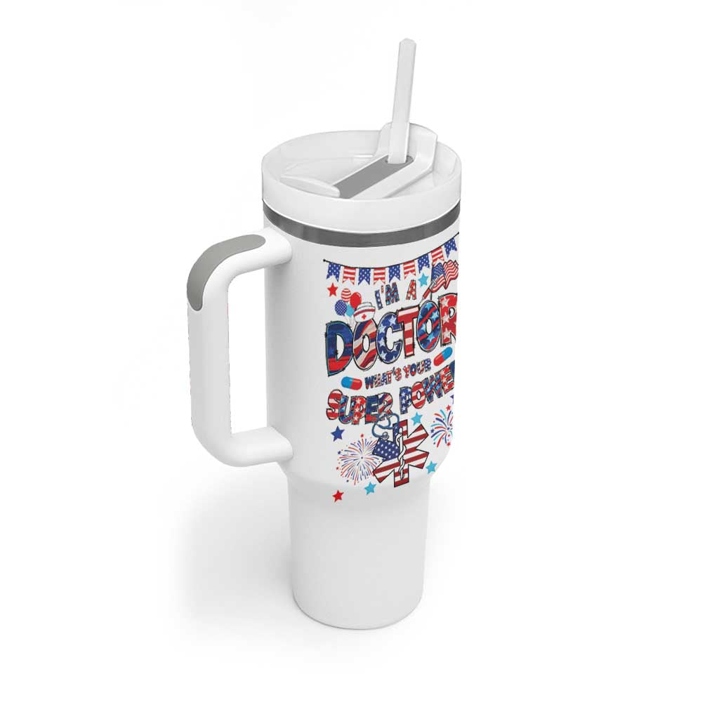 Doctor Gifts Tumbler With Handle Funny 4th of July Patriotic Doctor