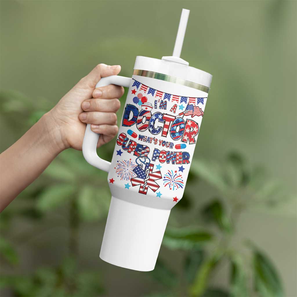 Doctor Gifts Tumbler With Handle Funny 4th of July Patriotic Doctor