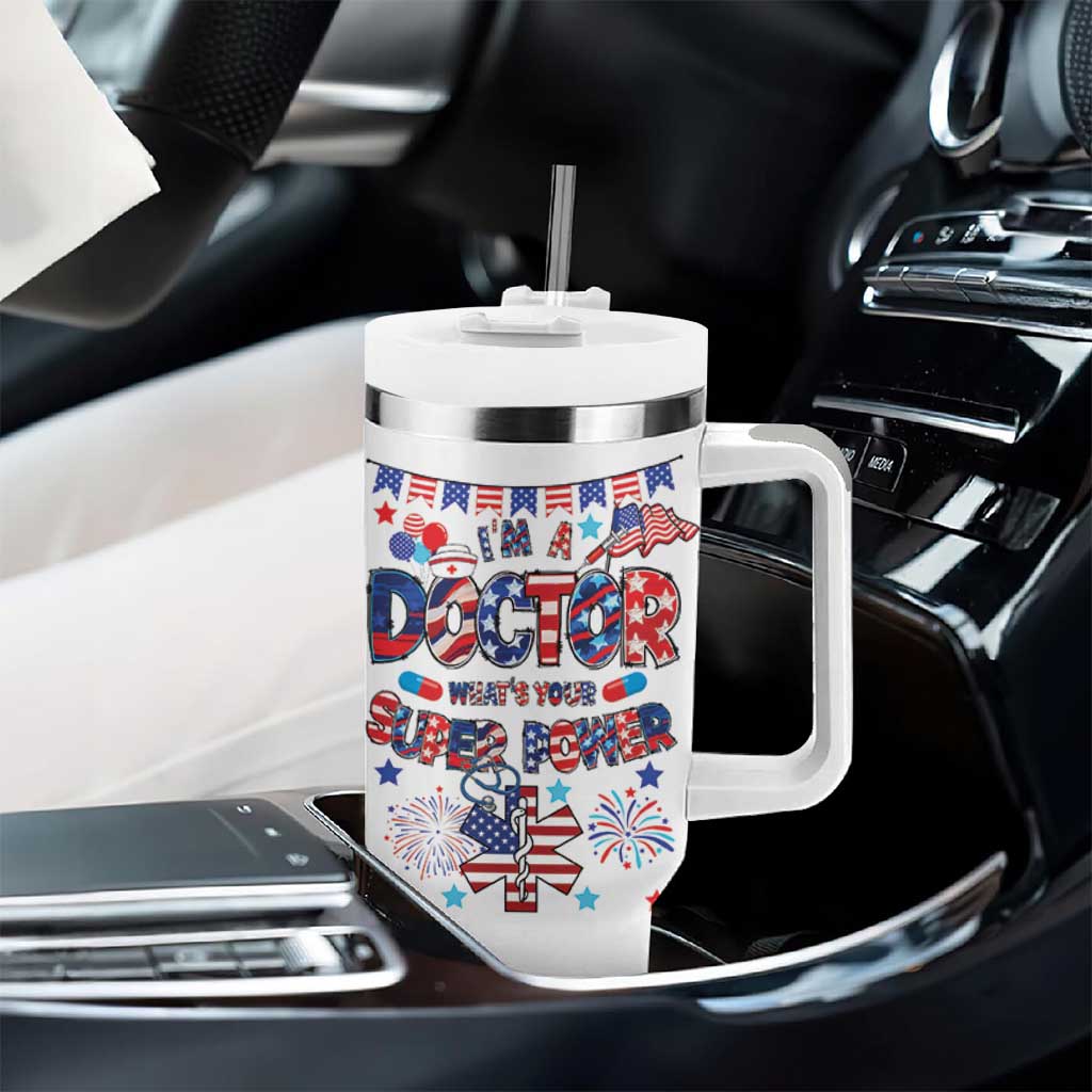 Doctor Gifts Tumbler With Handle Funny 4th of July Patriotic Doctor