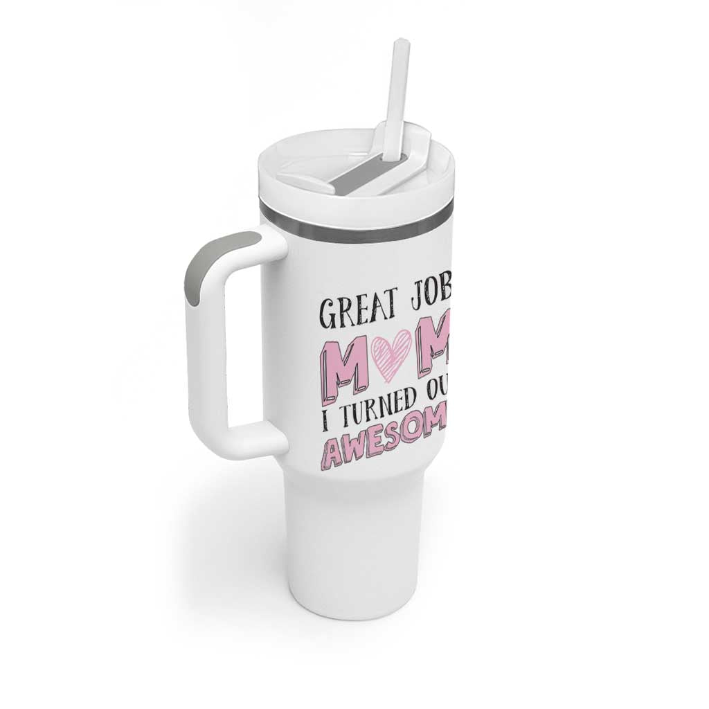 Funny Mom Birthday Gift Tumbler With Handle Cute Valentines Mothers Day Present From Daughter Son Pink