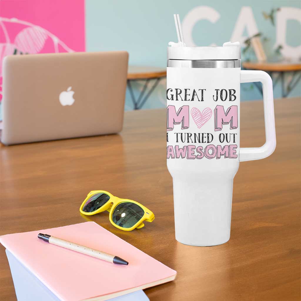 Funny Mom Birthday Gift Tumbler With Handle Cute Valentines Mothers Day Present From Daughter Son Pink